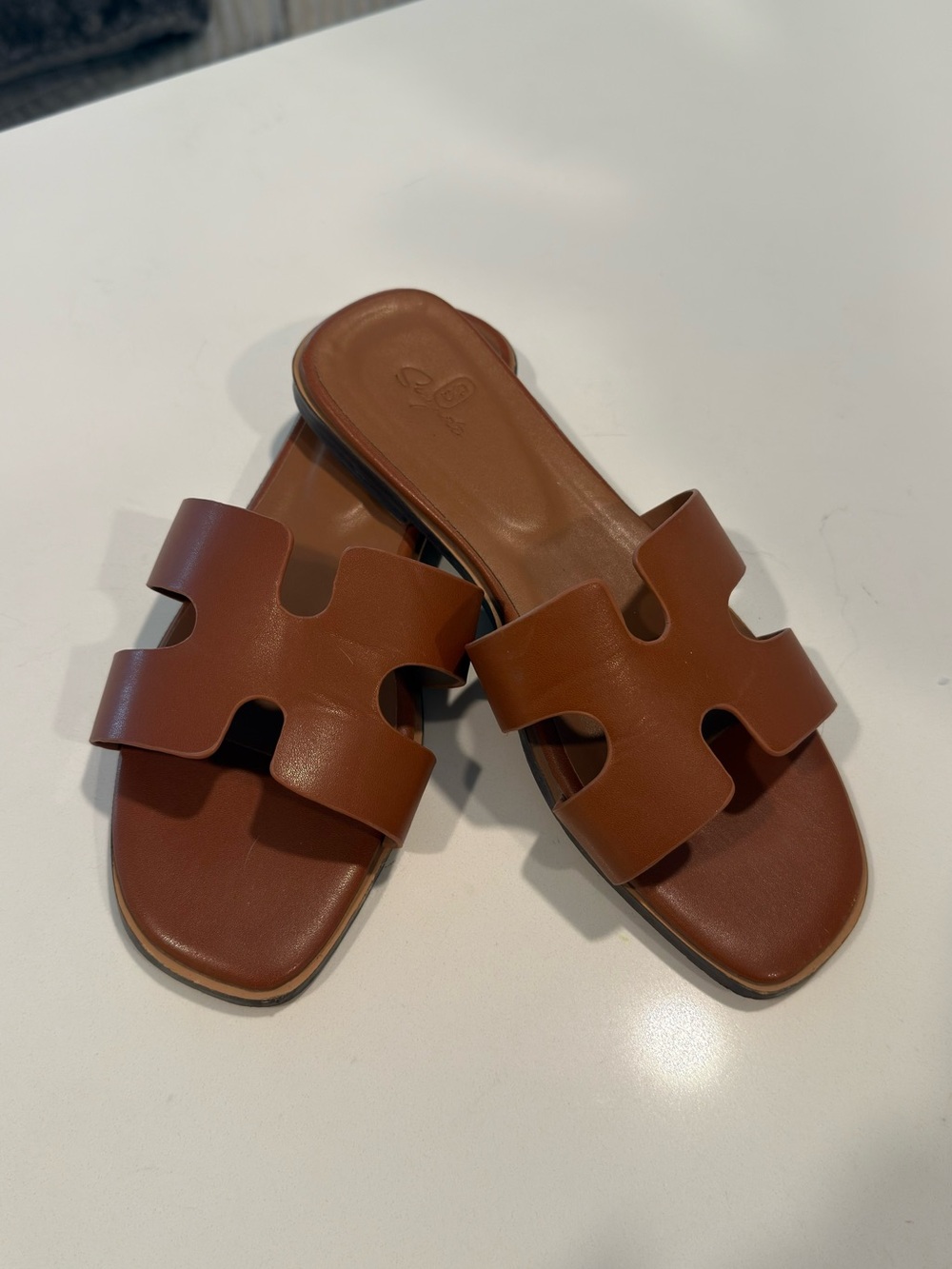 Brown Women's Slide Sandals - Sleek Open-Toe Leather Slip-Ons